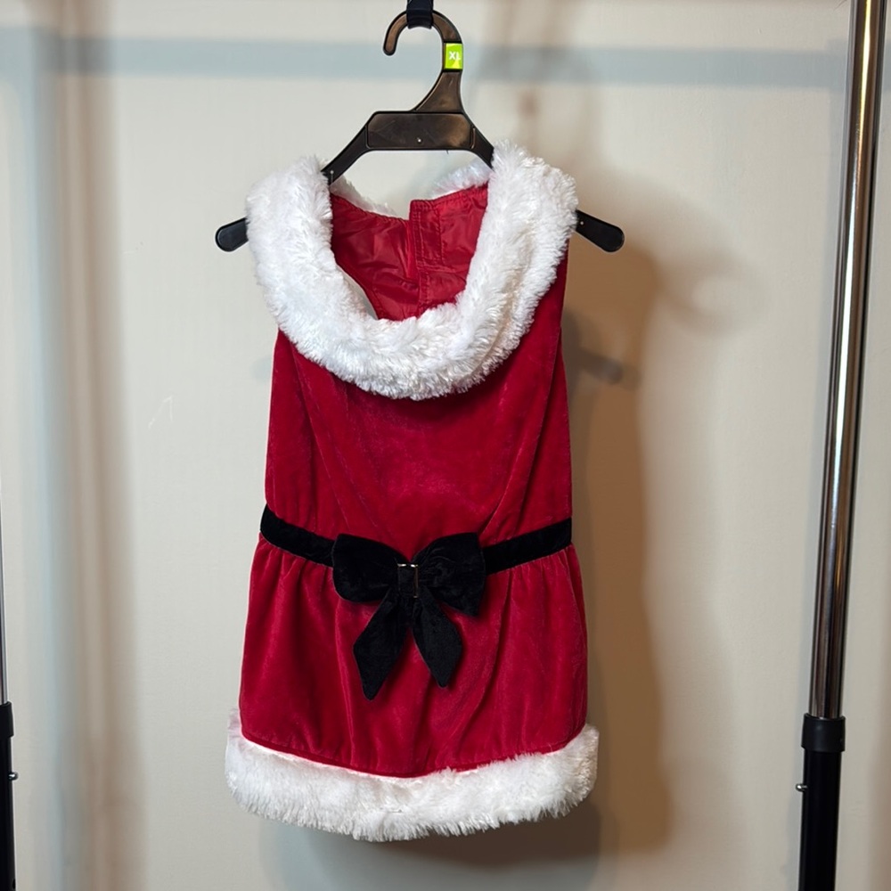 Mrs. Claus Pet Costume size XL Red and White Seasonal Costume with Festive Trim